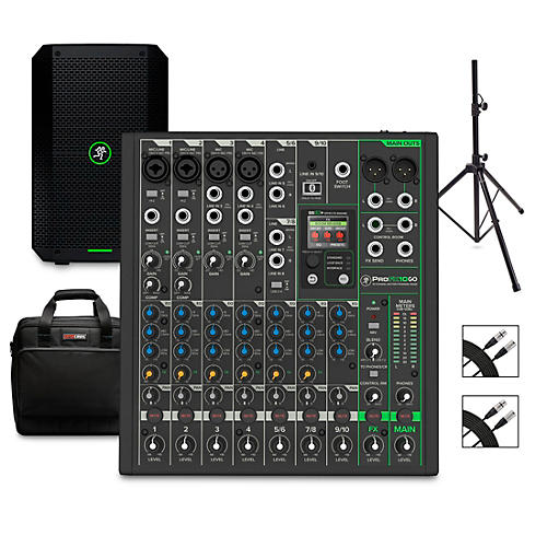 Mackie ProFX10GO Battery-Powered Mixer Bundle With Thump GO Speaker, Stand, Cables and Mixer Bag