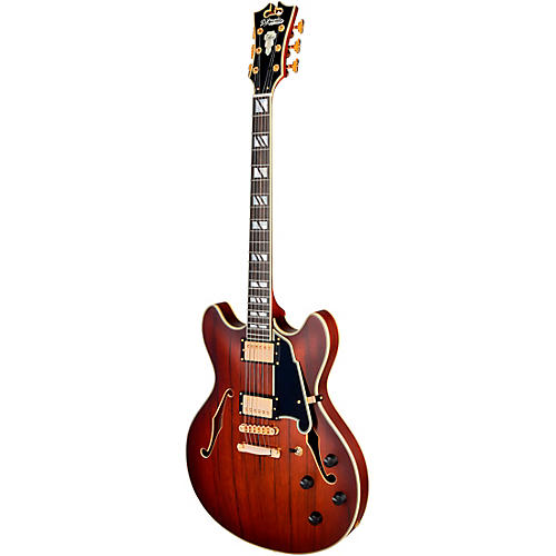 D'Angelico Deluxe DC Semi-Hollow Electric Guitar Satin Trans Wine