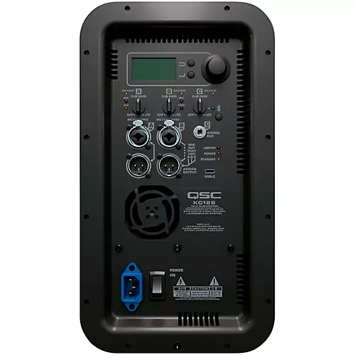 QSC KC12 Active 3-Way Column Speaker Pair With Denon Prime 4+ Standalone DJ Controller & Cables, White