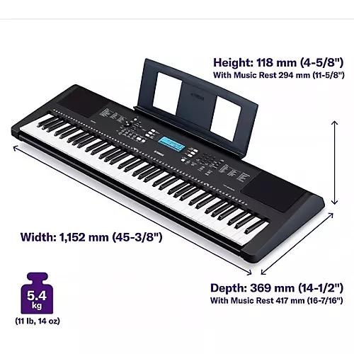 Yamaha PSR-EW310 76-Key Portable Keyboard With Power Adapter
