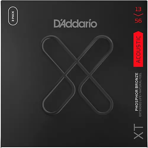 D'Addario XT Phosphor Bronze Acoustic Guitar Strings, Medium, 13-56, 3-Pack