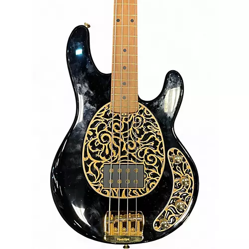 Used Ernie Ball Music Man Stingray 4 String Jackpot Black and Gold Electric Bass Guitar Black and Gold