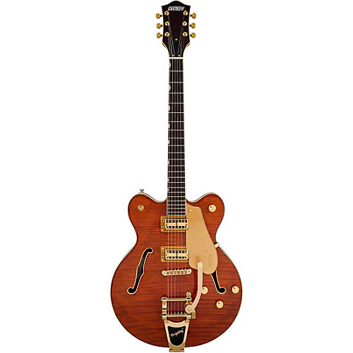 Gretsch Guitars Electromatic LTD Flame Okoume Broadkaster Double-Cut Electric Guitar With Bigsby Roundup Orange Stain