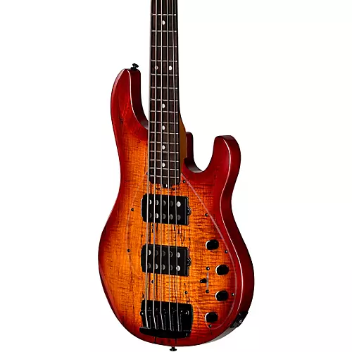 Sterling by Music Man StingRay 5 RAY35 HH Spalted Maple Top Bass Blood Orange Burst