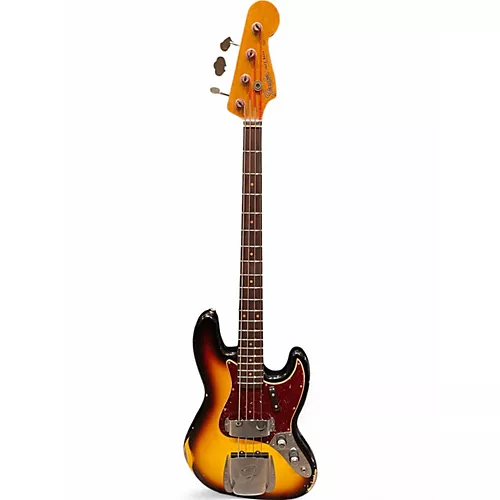 Used 2022 Fender 1962 Relic Jazz Bass 3 Color Sunburst Electric Bass Guitar 3 Color Sunburst