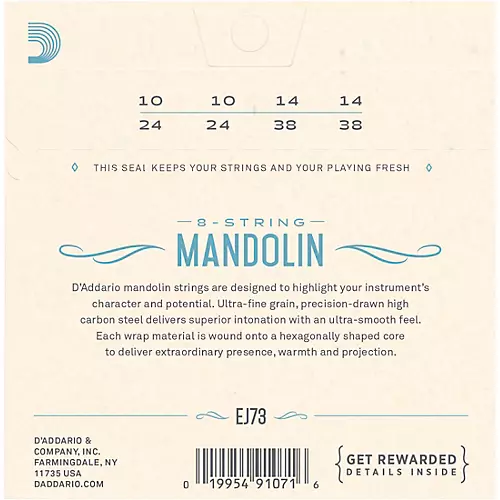 D'Addario EJ73 Phosphor Bronze Light Mandolin Strings (10-38)