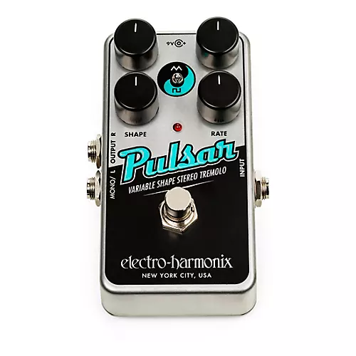 Electro-Harmonix Nano Pulsar Variable Shape Stereo Tremolo Effects Pedal Silver and Black