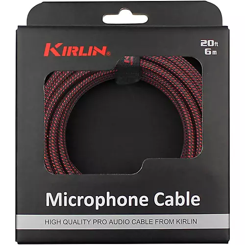 Kirlin XLR Male To XLR Female Microphone Cable - Black And Red Woven Jacket 10 ft.