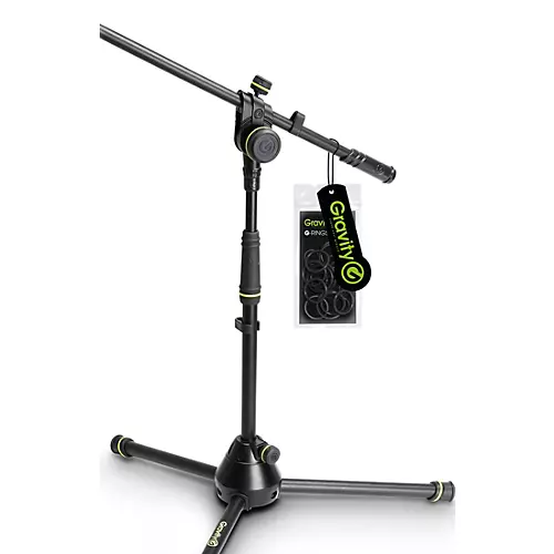 Gravity Stands Microphone Stand Short With Folding Tripod Base And 2-Point Adjustment Boom
