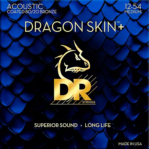 DR Strings Dragon Skin+ Coated Accurate Core Technology 6-String 80/20 Acoustic Guitar Strings 10 - 48
