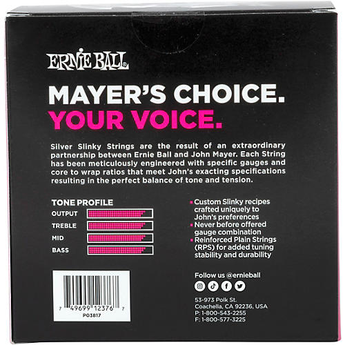 Ernie Ball John Mayer Silver Slinky Nickel Wound Electric Guitar Strings 6 Pack 10.5 - 47