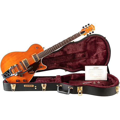 Gretsch Guitars G6128T-PE Players Edition Duo Jet Black With Bigsby Electric Guitar Round-Up Orange