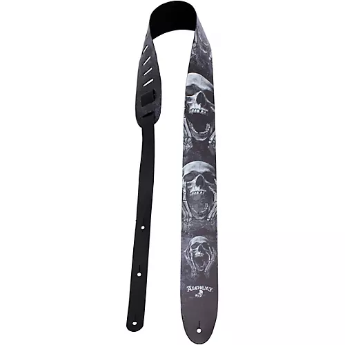 Perri's Printed Skull Leather Guitar Strap Black 2.5 in.