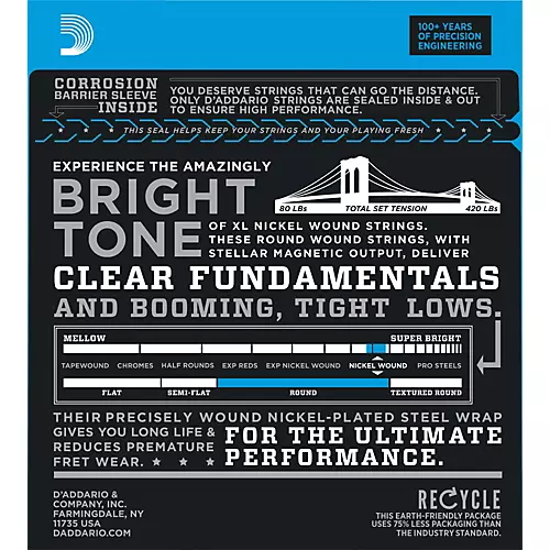 D'Addario EXL170-8 Nickel Wound Electric Bass Strings 8-String Soft/Long