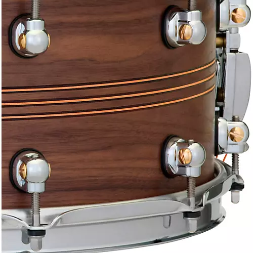 Pearl Music City Custom Solid Shell Snare Walnut with Boxwood-Rose TriBand Inlay 14 x 6.5 in.