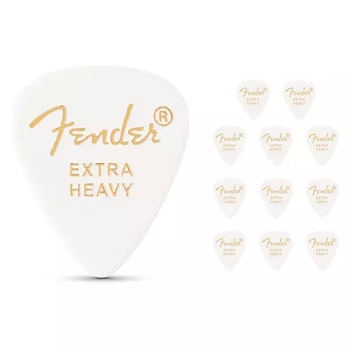 Fender 351 Standard Guitar Pick. White Extra Heavy 12 Pack