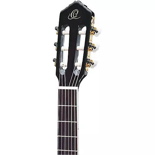 Ortega Family Series Pro RCE145LBK Thinline Acoustic-Electric Left-Handed Nylon Guitar Gloss Black