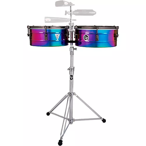 LP Tony Succar Signature Timbales With Black Nickel Hardware 14 in./15 in. Rainbow Chrome