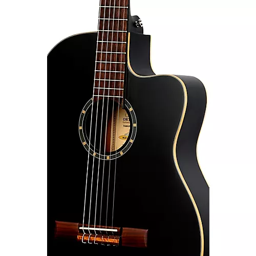 Ortega RCE125SN Family Series Thinline Acoustic-Electric Classical Guitar Satin Black