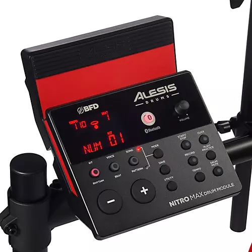 Alesis Nitro Max 8-Piece Electronic Drum Set With Bluetooth and BFD Sounds Red