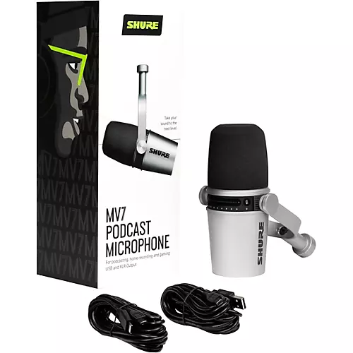 Shure MV7-S USB Microphone and SE215 Earphones Content Creator Bundle Clear