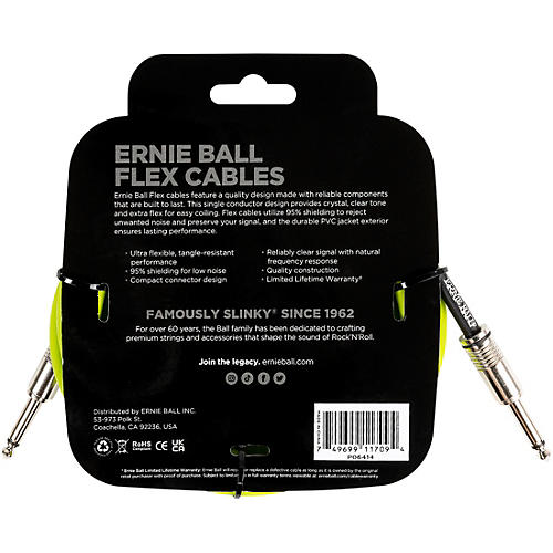 Ernie Ball Flex Straight to Straight Instrument Cable 20 ft. Blue