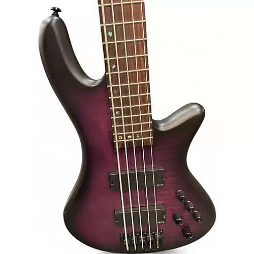 Used Schecter Guitar Research  Limited-Edition Stiletto Studio-5 5-String Bass  Trans Purple Electric Bass Guitar Trans Purple