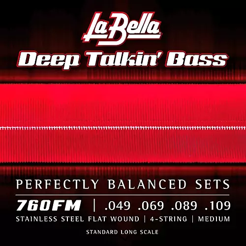 LaBella Deep Talkin' Bass Stainless Steel Flat Wound 4-String Bass Strings Light (43 - 104)