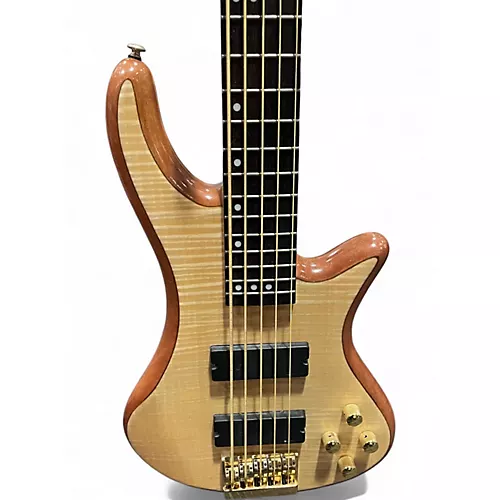 Used Schecter Guitar Research Stiletto Custom 5 String Satin Natural Electric Bass Guitar Satin Natural
