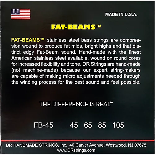 DR Strings Fat-Beams Stainless Steel Medium 4-String Bass Strings (45-105)