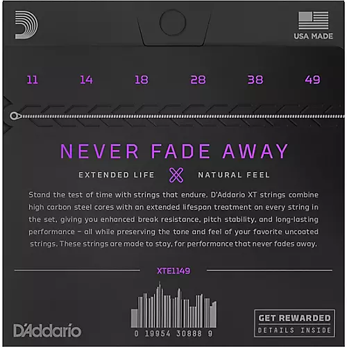 D'Addario XT Nickel Plated Steel Electric Guitar Coated Strings Medium (.011-.049)
