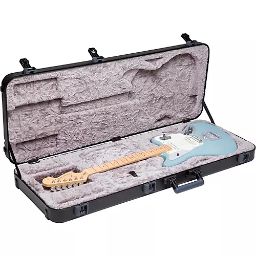 Fender Deluxe Molded ABS Jaguar/Jazzmaster Guitar Case Black Gray/Silver