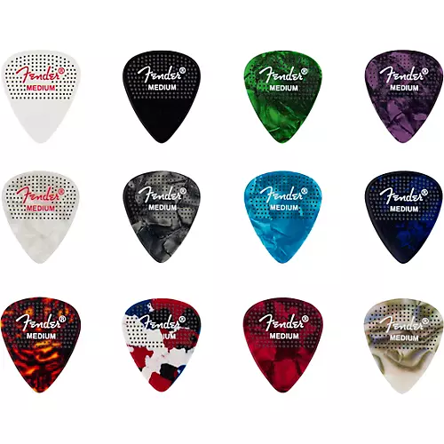 Fender 351 Dotted Celluloid Guitar Picks Thin 12 Pack