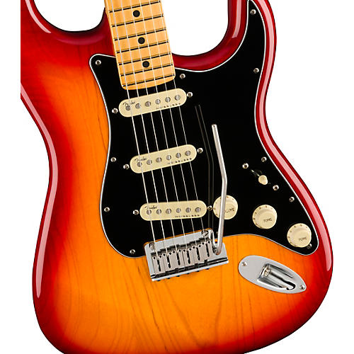 Fender American Ultra Luxe Stratocaster Maple Fingerboard Electric Guitar Plasma Red Burst