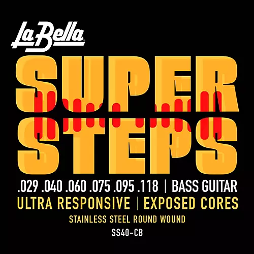 LaBella Super Steps Stainless Steel Exposed Cores 6-String Bass Strings Extra Light (29 - 118)