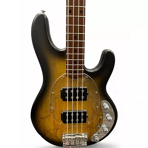 Used Sterling by Music Man RAY34 HH SPALTED MAPLE SATIN NATURAL BURST Electric Bass Guitar SATIN NATURAL BURST
