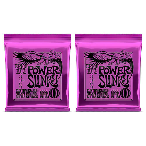 Ernie Ball 2220 Power Slinky Nickel Wound Electric Guitar Strings 2-Pack