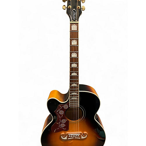 Used Epiphone J-200EC Studio Left Handed Tobacco Sunburst Acoustic Electric Guitar Tobacco Sunburst