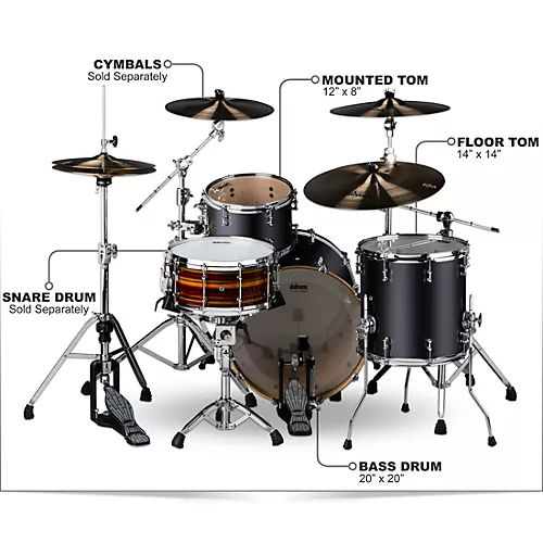 ddrum Dios 3-Piece Shell Pack Satin Black