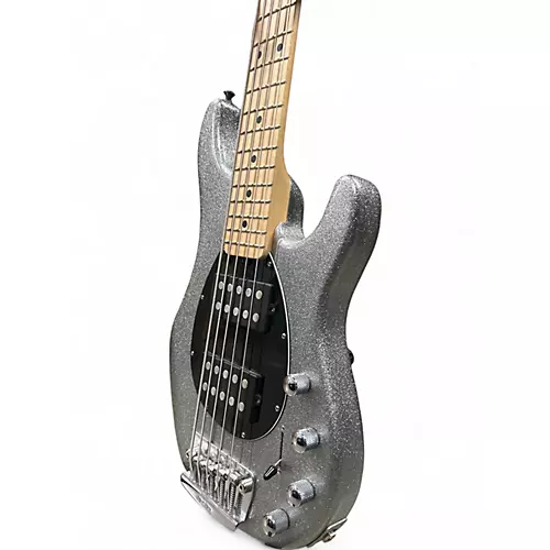 Used Ernie Ball Music Man Sterling 5 String Silver Sparkle Electric Bass Guitar Silver Sparkle