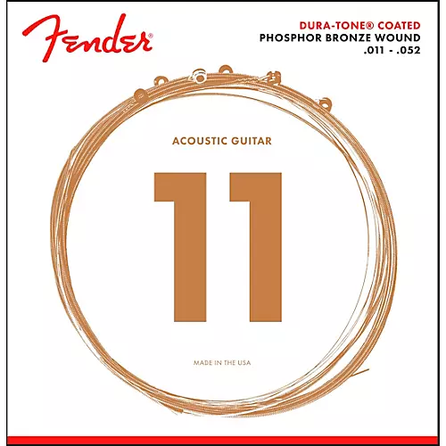 Fender 860CL Phosphor Bronze Dura-Tone Coated Acoustic Guitar Strings 11-52