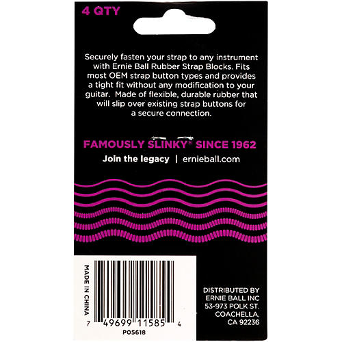 Ernie Ball Rubber Strap Block Gray