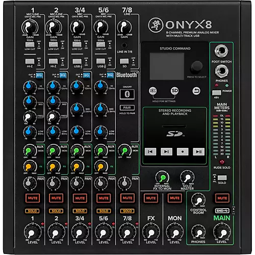 Mackie Onyx8 8-Channel Premium Analog Mixer With Multi-Track USB And Bluetooth