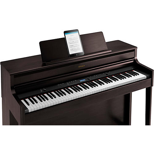 Roland HP704 Digital Upright Piano With Bench Polished Ebony