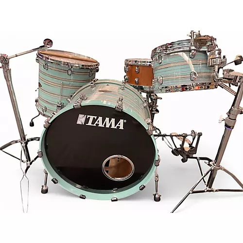 Used TAMA 3 Piece Starclassic Walnut/Birch Arctic Blue Oyster Drum Kit Arctic Blue Oyster