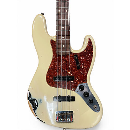 Used Fender 1964 Relic Jazz Bass Olympic White Electric Bass Guitar Olympic White
