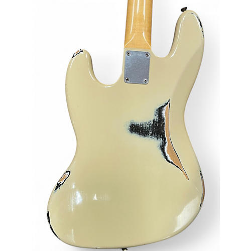 Used Fender 1964 Relic Jazz Bass Olympic White Electric Bass Guitar Olympic White