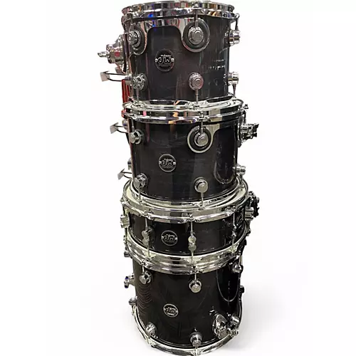 Used DW 6 Piece Performance Series Ebony Stain Lacquer Drum Kit Ebony Stain Lacquer