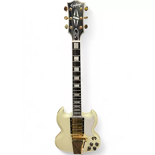 Used Epiphone Inspired by Gibson Custom 1963 Les Paul SG Custom With Maest Classic White Solid Body Electric Guitar Classic White