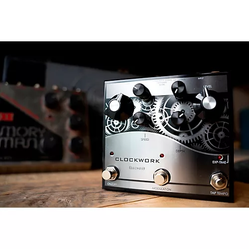 J.Rockett Audio Designs Clockwork Echo Delay Effects Pedal Silver and Black